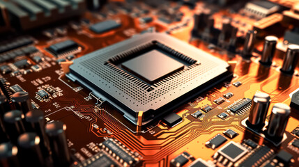 Fototapeta na wymiar Close up view of a CPU chip