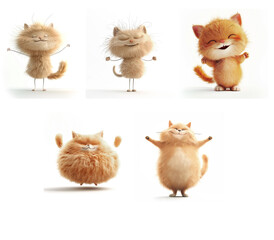Obraz premium Collection of different cats emoji set, on white background. Stickers
