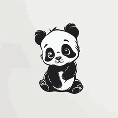 panda bear illustration, Panda illustration, vector illustration, black & White, panda 