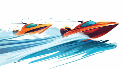 Electric powered speedboats race water sports white