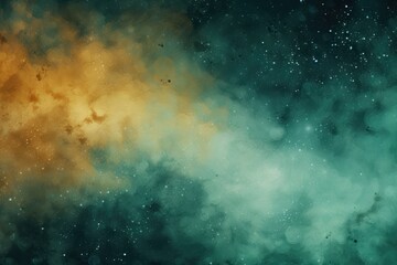 Mint nebula background with stars and sand