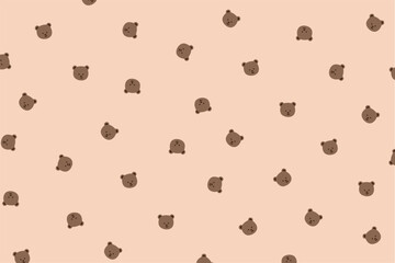 Little cute brown bear head on a soft brown background 