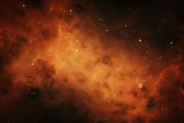 Orange nebula background with stars and sand