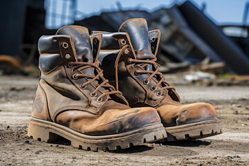 A pair of construction boots