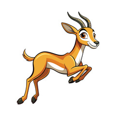 Springbok Jumping Cartoon Illustration on White Background