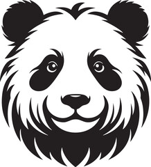 Panda head black and white illustration vector icon