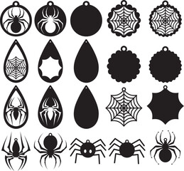 Spider earrings bundle, spiderweb earrings, earring for glowforge, laser cut earring, vector illustration file