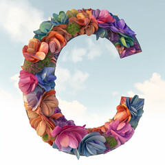 Letter C made of flowers with background 