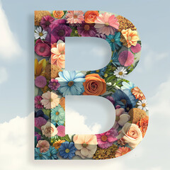 Letter B made of flowers with background 