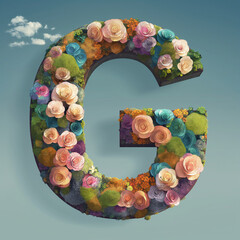 Letter G made of flowers with background 