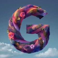 Letter G made of flowers with background 