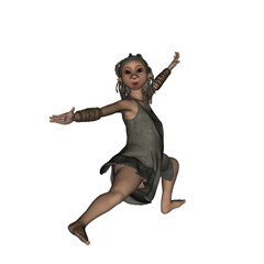 fantasy female in dreads or locs gesturing or motioning in an exaggerated way - isolated