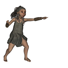 fantasy female in dreads or locs gesturing or motioning in an exaggerated way - isolated