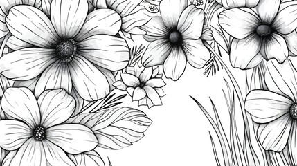 Black and white vector illustration. Flower. Coloring