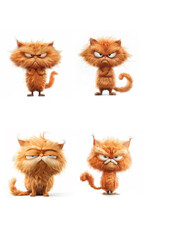 angry funny orange cats isolated on a white background