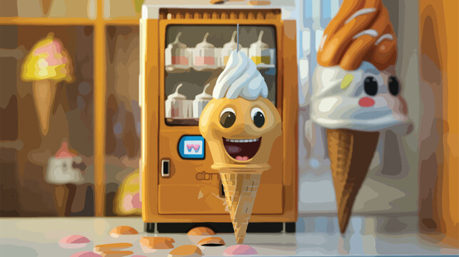 Bring board ice cream vending machine cartoon formed c