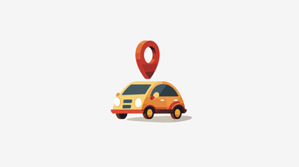 Car pin icon flat simple style on white background