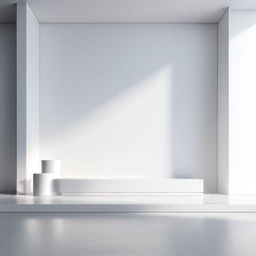 White clean empty architecture interior space room studio background wall display products minimalistic.