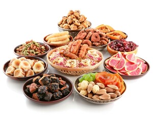 Obraz premium Ramadan family dinner. Breaking Fast, iftar. Arabic Middle Eastern traditional cuisine