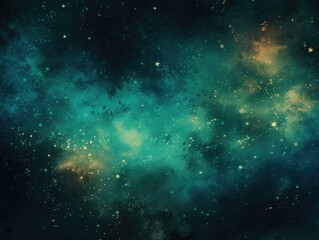 Fototapeta na wymiar Teal nebula background with stars and sand