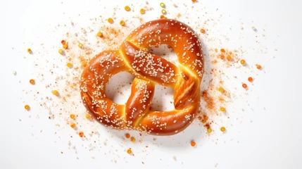 Poster de jardin Boulangerie pretzel on white  background