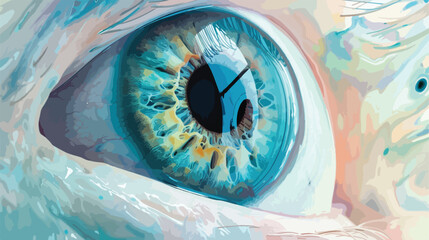 Illustration of an eyeball with axial myopia - obrazy, fototapety, plakaty