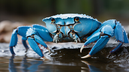 blue crab on a rock