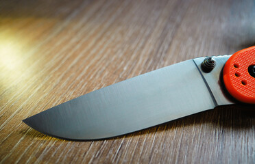 Opened steel hand knife object design element backdrop