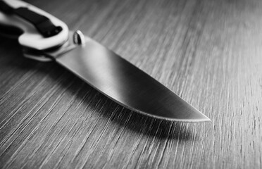 Black & white steel hand knife object design element backdrop