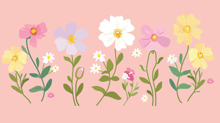Obraz na płótnie Canvas Flowers decor isolated on color background illustration