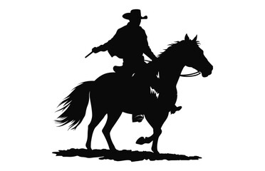 Mexican Cowboy Riding a Charro Horse silhouette vector isolated on a white background, Charro Horse Black Clipart