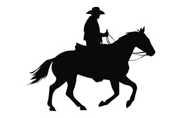 Obraz na płótnie Canvas Mexican Cowboy Riding a Horse black silhouette vector isolated on a white background