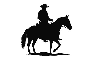 Obraz na płótnie Canvas Mexican Cowboy Riding a Horse black silhouette vector isolated on a white background