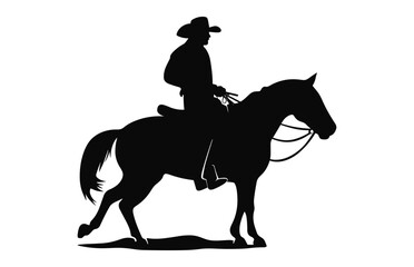 Mexican Cowboy Riding a Horse black silhouette vector isolated on a white background