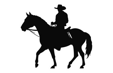 Obraz na płótnie Canvas Mexican Cowboy Riding a Horse silhouette black and white vector art