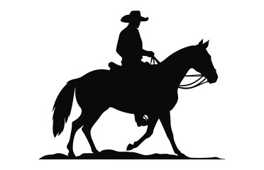 Obraz na płótnie Canvas Mexican Cowboy Riding a Horse vector black silhouette isolated on a white background