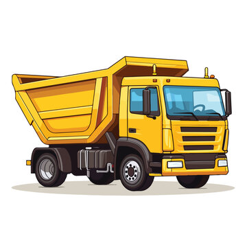 Hook loader truck with skip bin icon. Clipart image