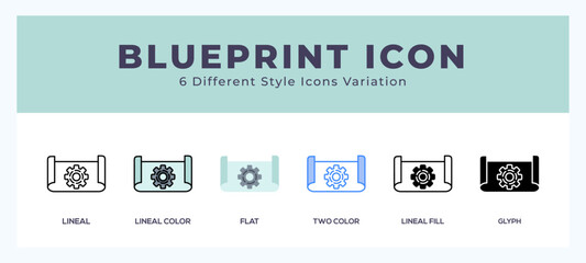 Blue print set of vector icon. For web. and mobile app