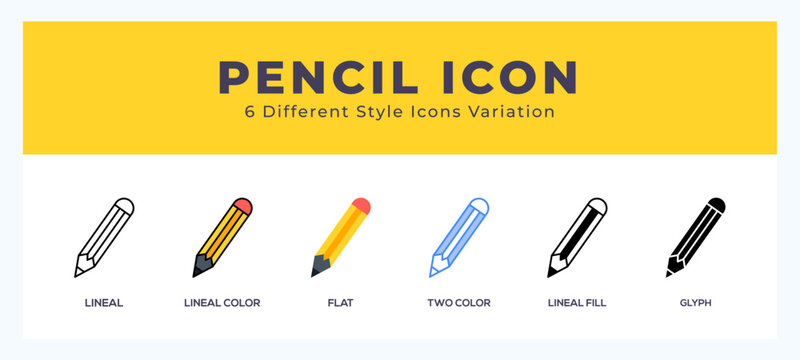 Pencil icon in different style vector illustration.