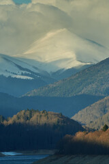 Winter panoramic alpine view over the Southern Carpathians
