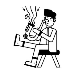 Editable glyph icon of a saxophonist 