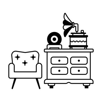 Handy glyph icon of old music 