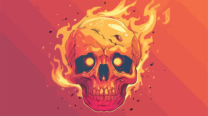 retro cartoon flaming skull symbol