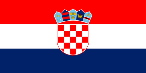 Illustration of red, white and blue flag of Southern European country of Croatia. Illustration made February 3rd, 2024, Zurich, Switzerland. - obrazy, fototapety, plakaty