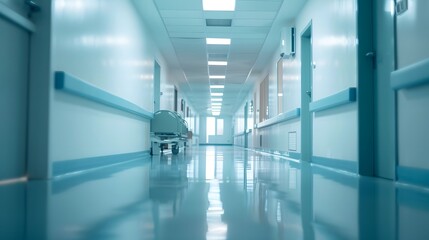 Empty blank corridor hospital with blurred background