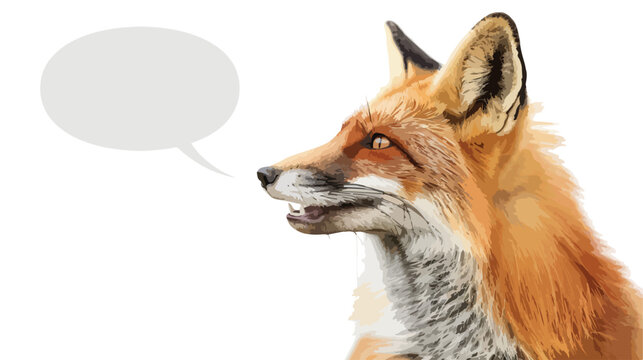 sly fox with speech bubble white background isolated