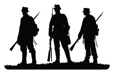 American Civil War soldiers Silhouette vector, Civil War soldier black silhouettes
