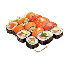 Sushi isolated on transparent background