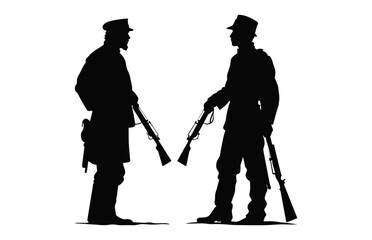 American Civil War soldiers Silhouette vector, Civil War soldier black silhouettes