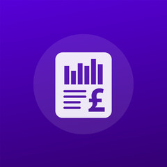 Financial statement or report icon with a pound